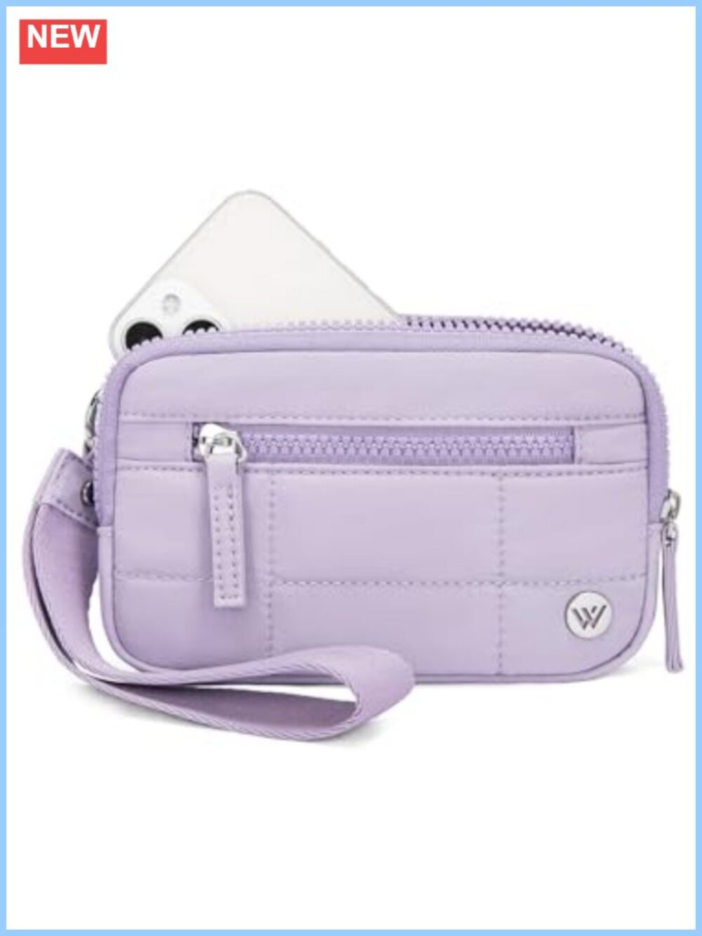 RFID Blocking Quilted Nylon Wristlet Wallet Phone Card Holder Travel Purse 6.7in